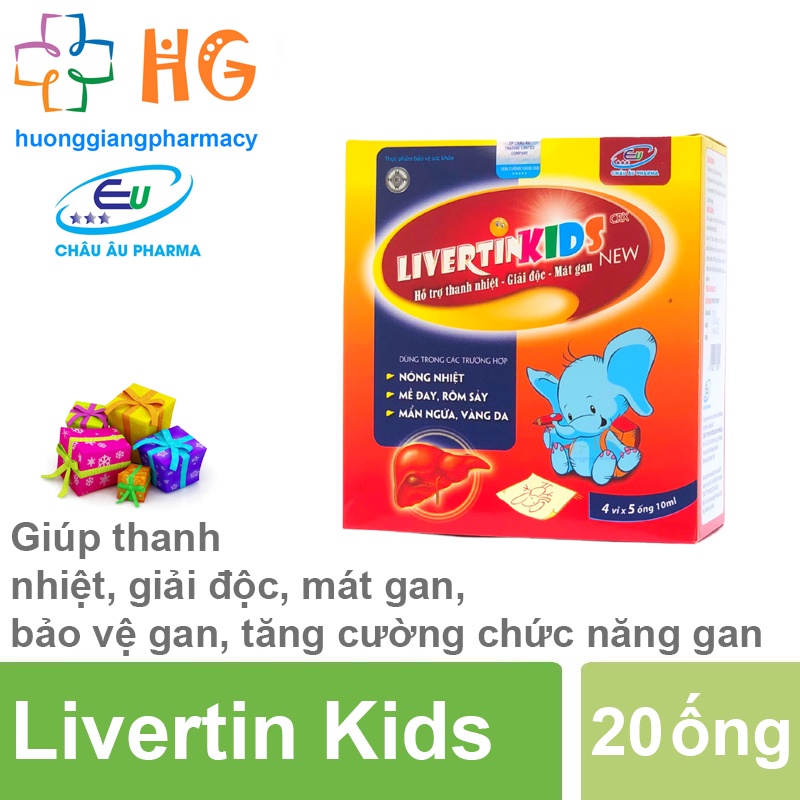 Mát gan cho bé Livertin Kids New Giải độc gan Bảo vệ gan Tăng cường chức năng gan Giảm mụn nhọt mẩn ngứa rôm sẩy vàng da
