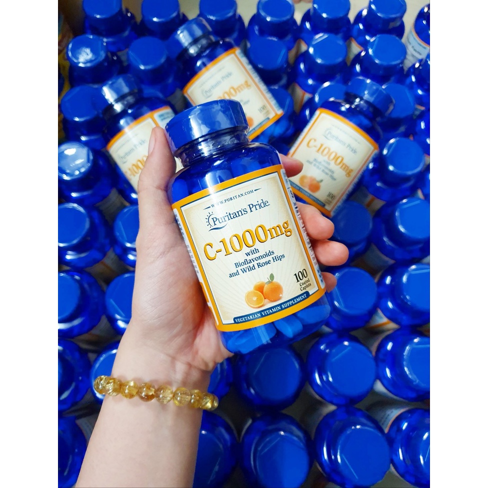 Viên uống Vitamin C 1000 mg chai 100 viên hãng Puritan's Pride của Mỹ vị cam