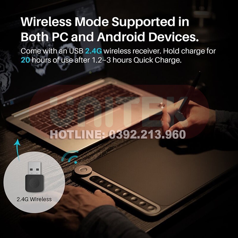 Bảng Vẽ Điện Tử HUION iQ620M Kết Nối Không Dây Wireless 2.4G