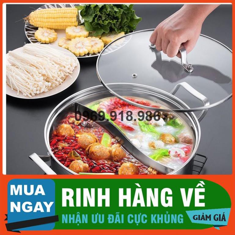 🍺 Nồi Lẩu 2 Ngăn Dùng Cho Bếp Từ Inox 304 30Cm Đẹp Cao Cấp Giá Gốc Sỉ Rẻ 🍒 Tổng Kho Gia Dụng Bình Phước 🍒