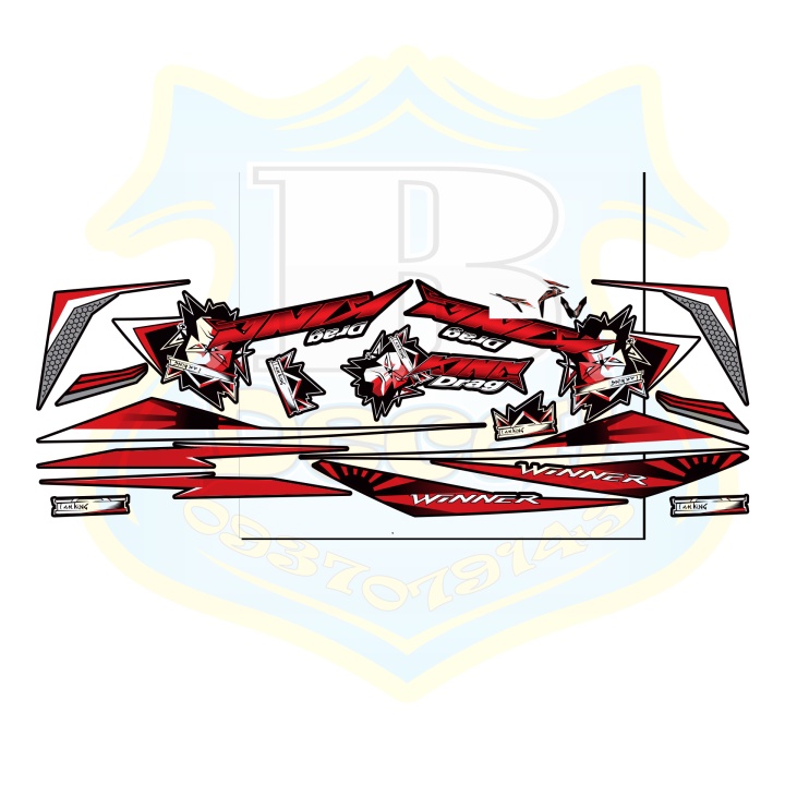 ( Quí khách vui lòng mang ra tiệm cho thợ dán ) Tem winner v1 king drag đỏ den