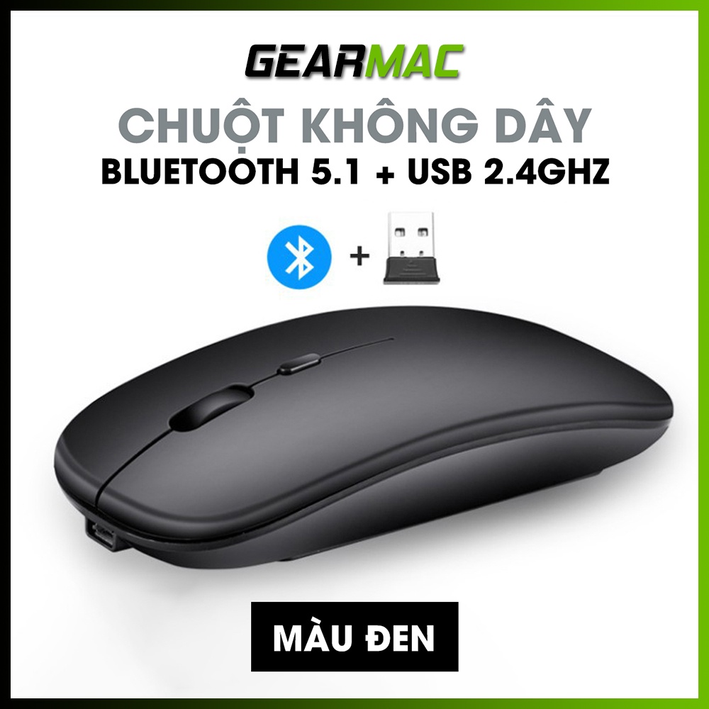 Chuột không dây GEARMAC Bluetooth 2.4Ghz 2 trong 1 chất lượng cao, chống ồn tốt