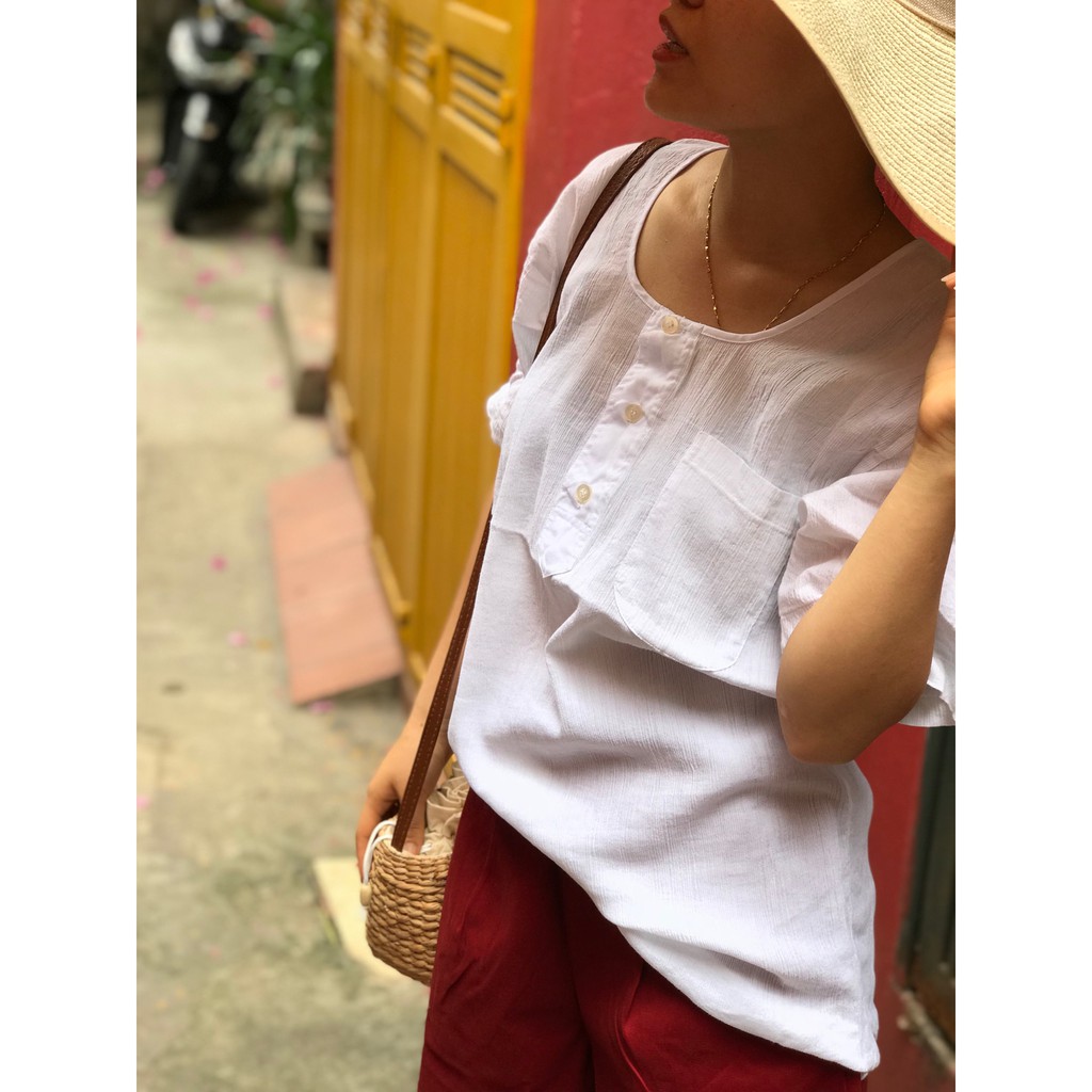 Áo over size cotton giả đũi.