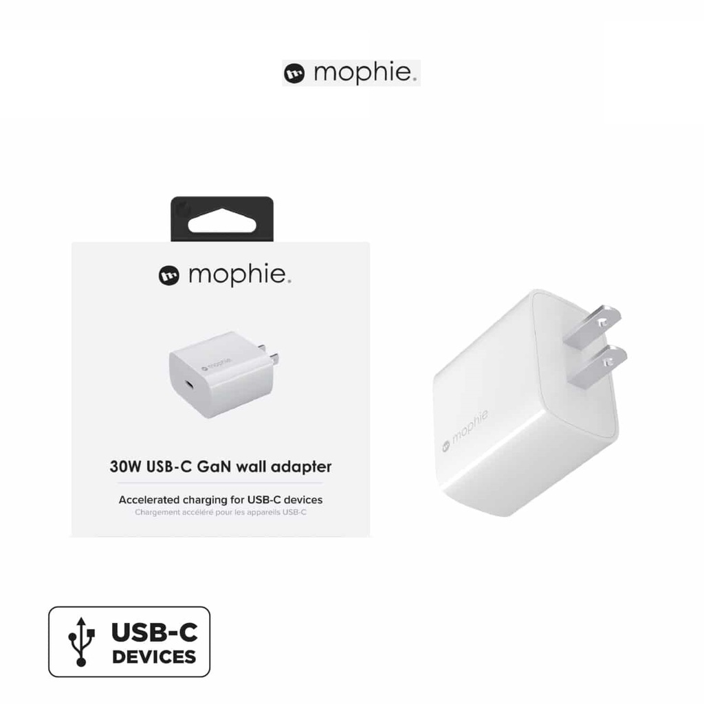 Củ sạc nhanh Mophie Wall Adapter-USB C + PD 25W và 30W