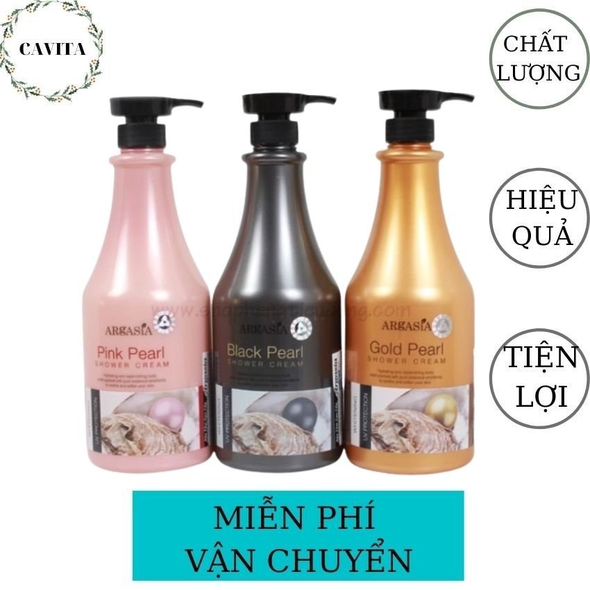 Sữa Tắm Trắng Da Argasia Ngọc Trai 1100ml Malaysia CAVITA giúp bật tông da, mịn màng, trắng sáng, dưỡng ẩm