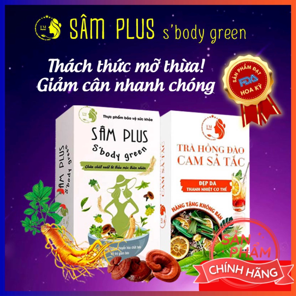 Kẹo Giảm Cân Sâm Plus S'Body Green Và Trà Hồng Đào Cam Sả Tắc Hỗ Trợ Giảm Cân An Toàn Hiệu Quả