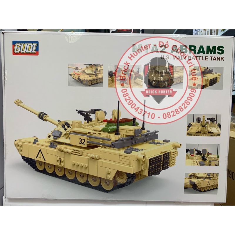 Gudi 6101 Tank M1a2 Abram Bộ đồ chơi lắp ráp Xe Tank của Mỹ 1361 chi tiết