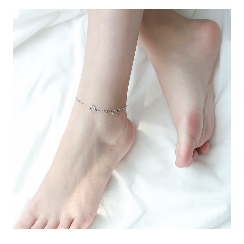 Lắc chân mạ bạc đính đá thời trang thanh lịch dành cho nữ | BigBuy360 - bigbuy360.vn