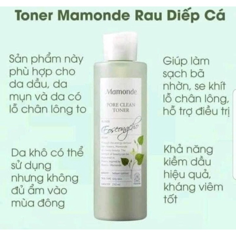 Toner Rau Diếp Cá MAMONDE Se Khít Lỗ Chân Lông - 250ml