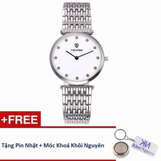 Đồng hồ nam Tevise 80KCN01 dây thép không gỉ (Trắng) + Tặng pin và móc khoá Khôi Nguyên
