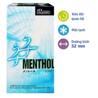 Bao cao su Jex Menthol bạc hà mát lạnh Hộp 12c