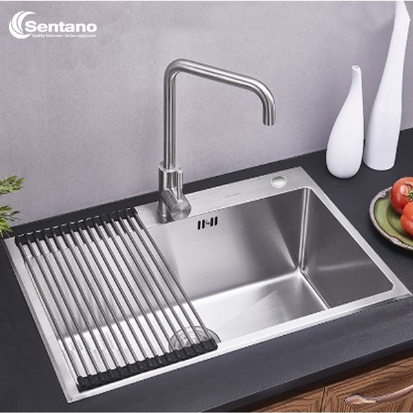 Combo chậu rửa chén đúc inox 304 1 ngăn 6045 cm và 5045cm kèm vòi rửa chén bát, bộ ống xả chống hôi | BigBuy360 - bigbuy360.vn