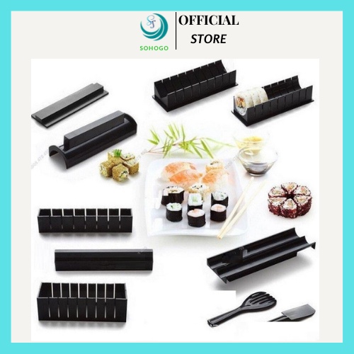 [NOWSHIP]-Bộ dụng cụ cuốn sushi 10 món siêu nhanh (Hình trái tim và hình tròn)