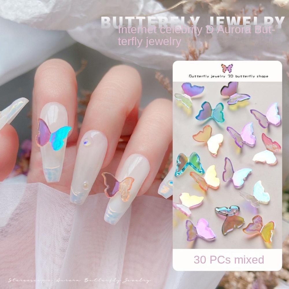 Phụ Kiện Trang Trí Móng Tay Hình Bướm 3D Lấp Lánh Dành Cho Nữ