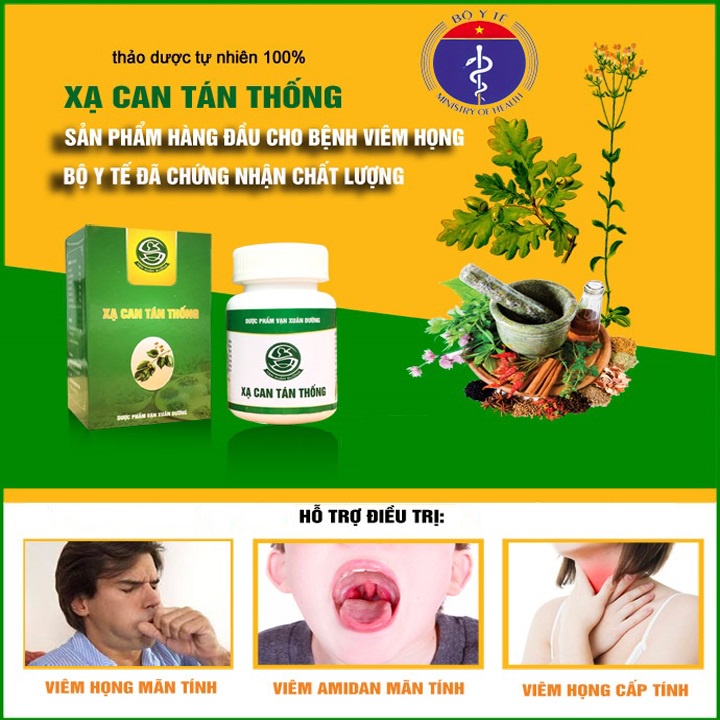 [Combo 2 hộp] Viêm họng Xạ Can Tán Thống của Vạn Xuân Đường cải thiện viêm họng hạt, viêm amidan cấp và mãn tính