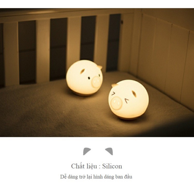 Đèn ngủ silicon hình con heo ngộ nghĩnh, siêu cute