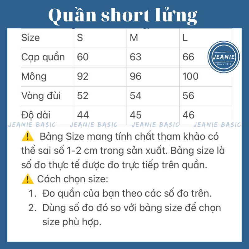 Quần short jean ngố JEANIE, quần sooc jean lửng trơn