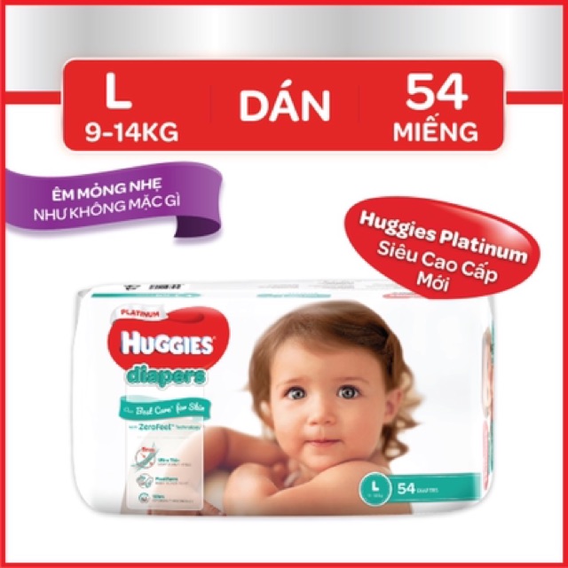 Tã dán siêu cao cấp Huggies Platinum NB60/S82/M64/L54/XL44