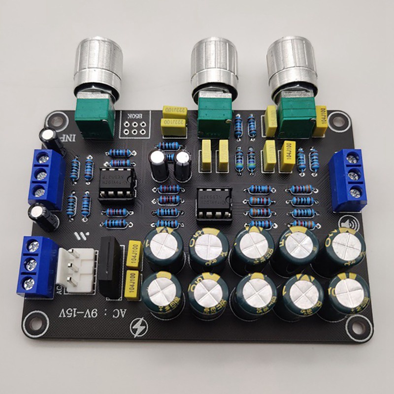 Dual NE5532 Replaceable Tone Preamp Board Audio Treble Bass Adjustment Equalizer Preamplifier Tone Control Preamplifier