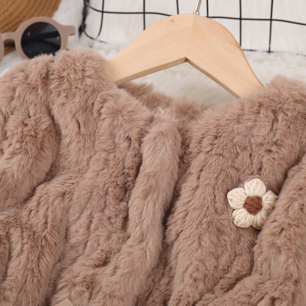 Áo khoác lông cừu BEAR LEADER dày dặn phong cách Hàn Quốc thời trang mùa đông mới cho bé gái 2-6 tuổi