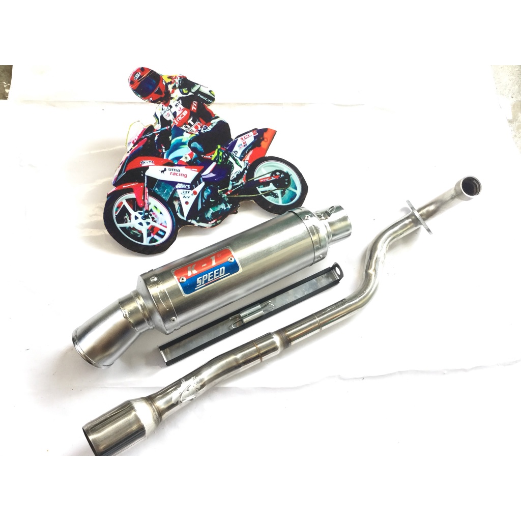 Pô k1 trắng full cổ inox thẳng găn cho nhiều loại xe