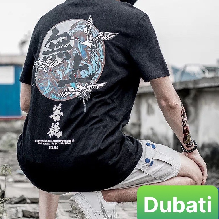 ÁO THUN NAM NỮ CON HẠC PHOM FORM RỘNG TAY LỠ HOT TREND MẠNH MẼ SÀNH ĐIỆU  - DUBATI FASHION