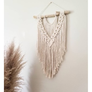 Rèm macrame màu trắng trang trí - 60cm