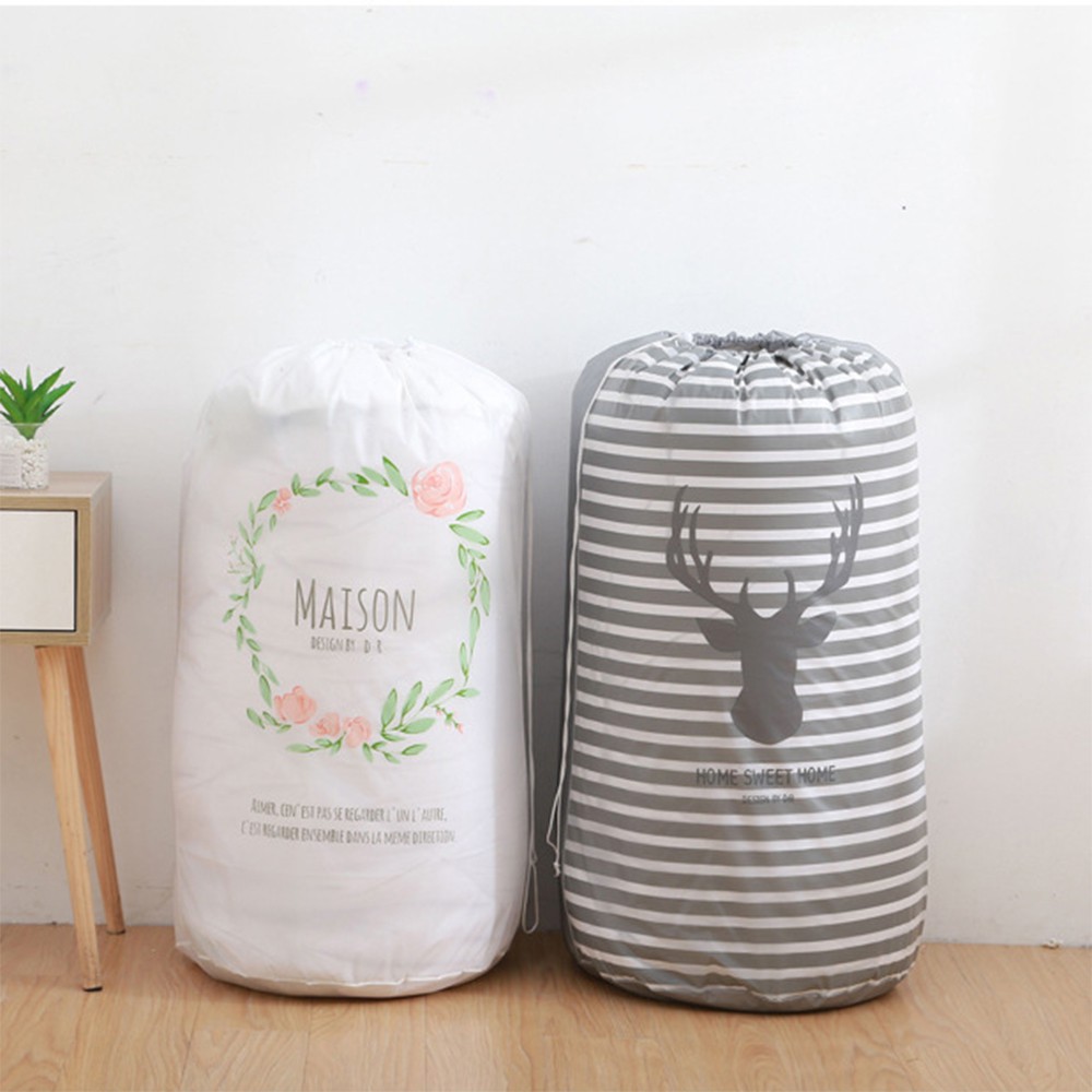 Túi Vải Đựng Chăn Màn, Quần Áo, Đựng Đồ PEVA Chống Thấm Có Dây Rút 83 x 40cm