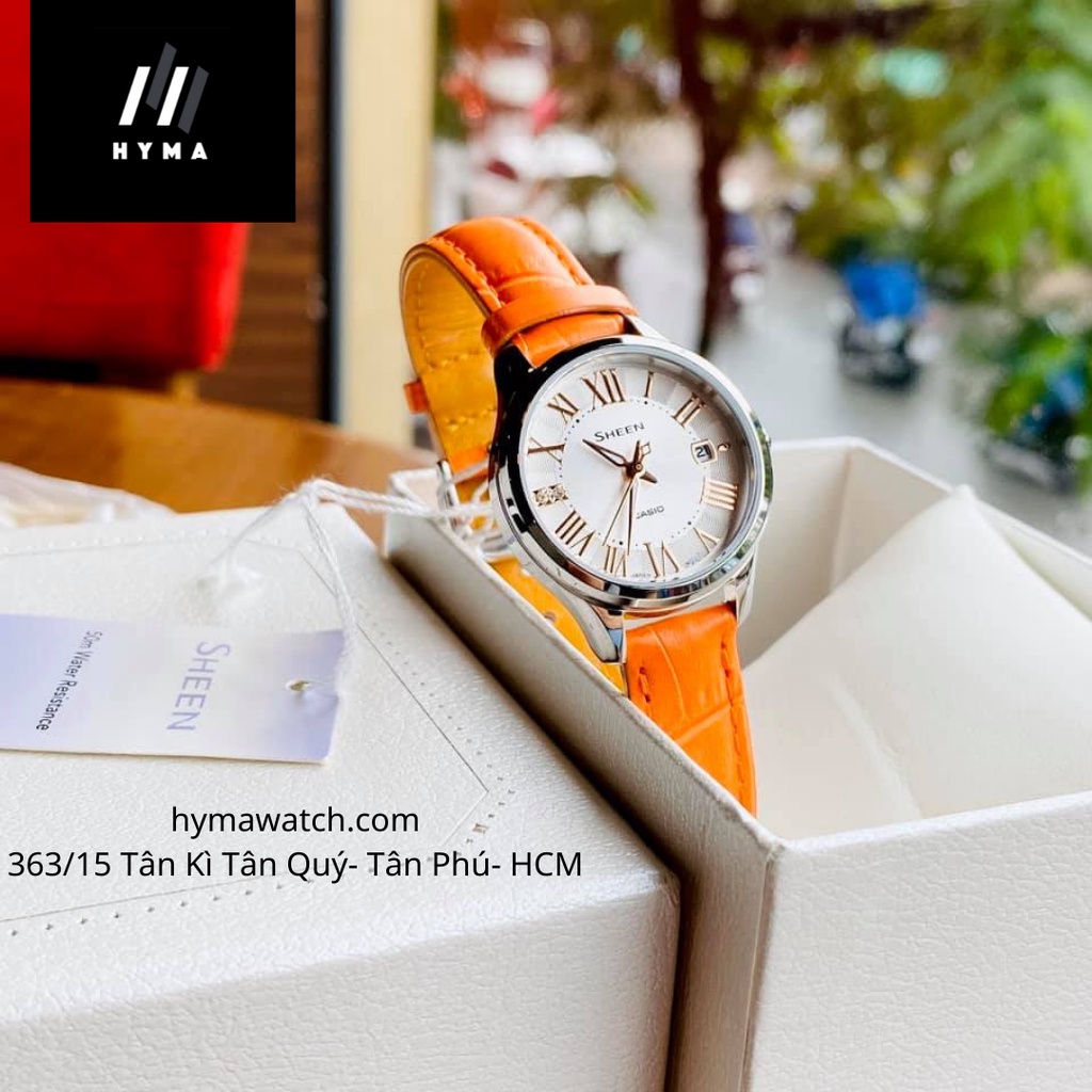 Đồng hồ nữ dây da thời trang Casio SHEEN SHE 4050L-7AUDR Bảo hành 1 năm- Pin trọn đời Hyma watch