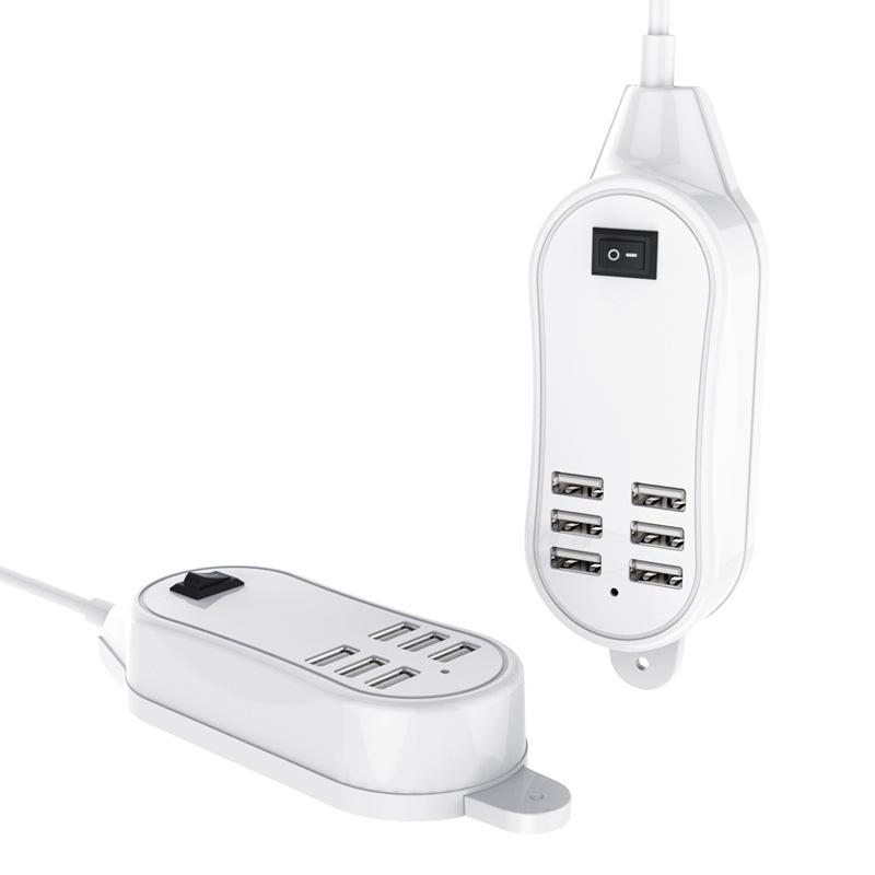 Portable 6 port high speed charger for iphone xs/xs max/xr/x/8/8 plus/7/6s/6s plus, ipad, samsung