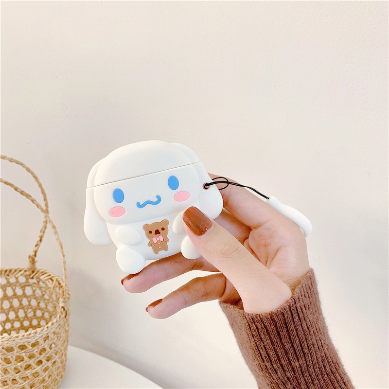 Cute Cinnamoroll Pom Pom Purin Airpods case soft silcone airpods 1 2 wireless  bluetooth headsets protective cover