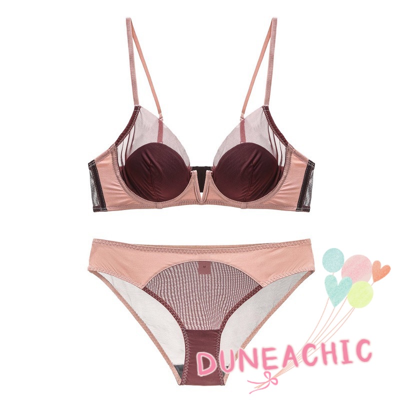 Set Áo Lót Nâng Ngực &amp; Quần Lót Nữ Thêu Ren