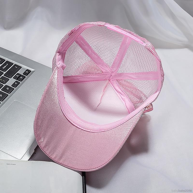 Baby girl sequined hat/adjustable ear leisure sun visor/male and female baby cartoon sequined ear cap/outdoor sun hat