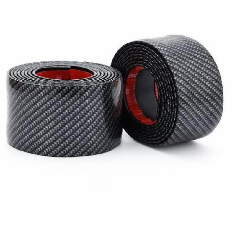 Nẹp trang trí carbon chống trầy xước cho xe ô tô bản rộng 5cm- tặng kèm keo tăng dính