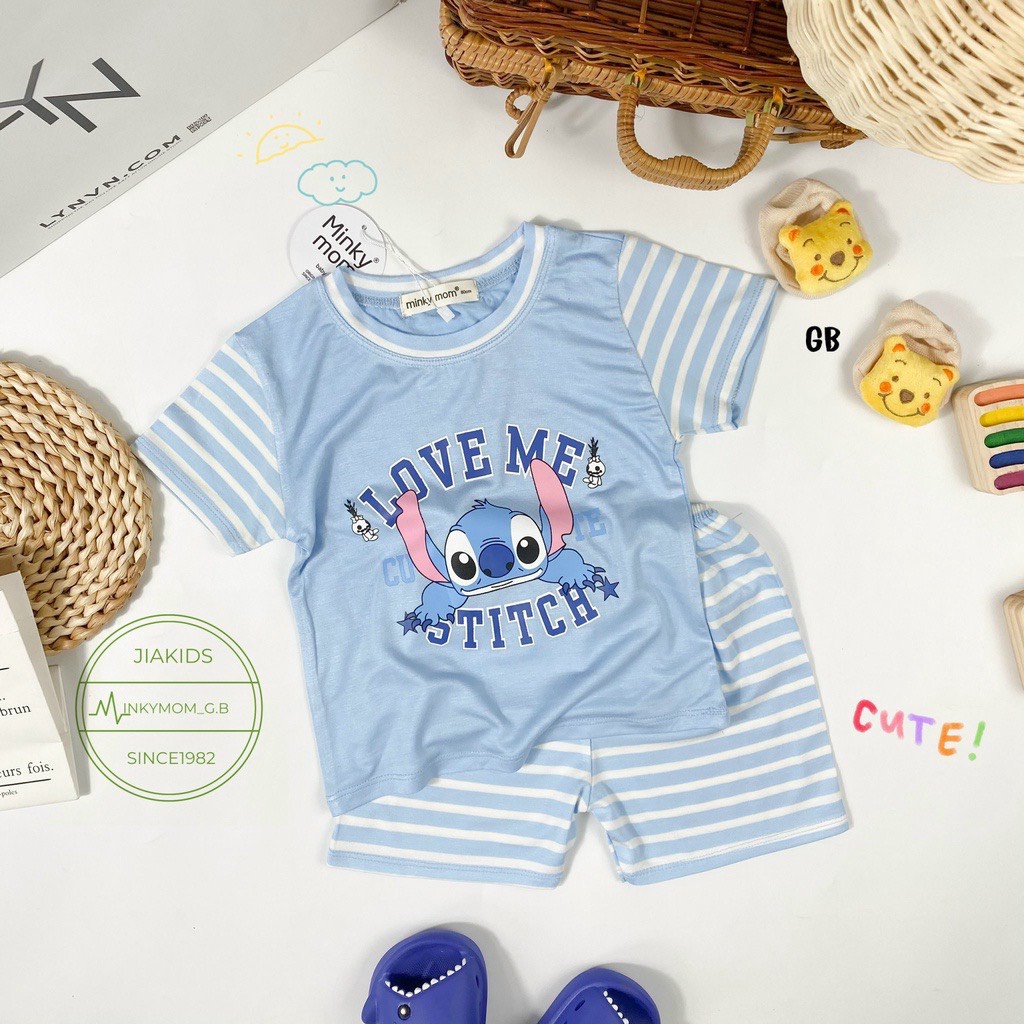 [SALE] Bộ Quần Áo Bé Gái, Bé Trai Minky Mom Vải Thun Lạnh In Chữ LOVE ME Cổ Viền, Bộ Cộc Tay Cho Bé Mặc Nhà MKM2222