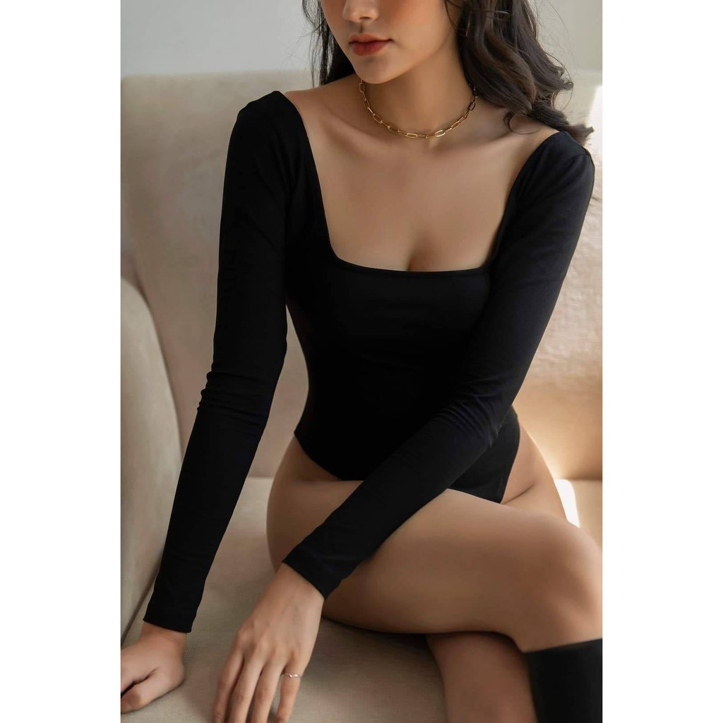 Áo bodysuit Rosie dài tay cổ vuông CECCI