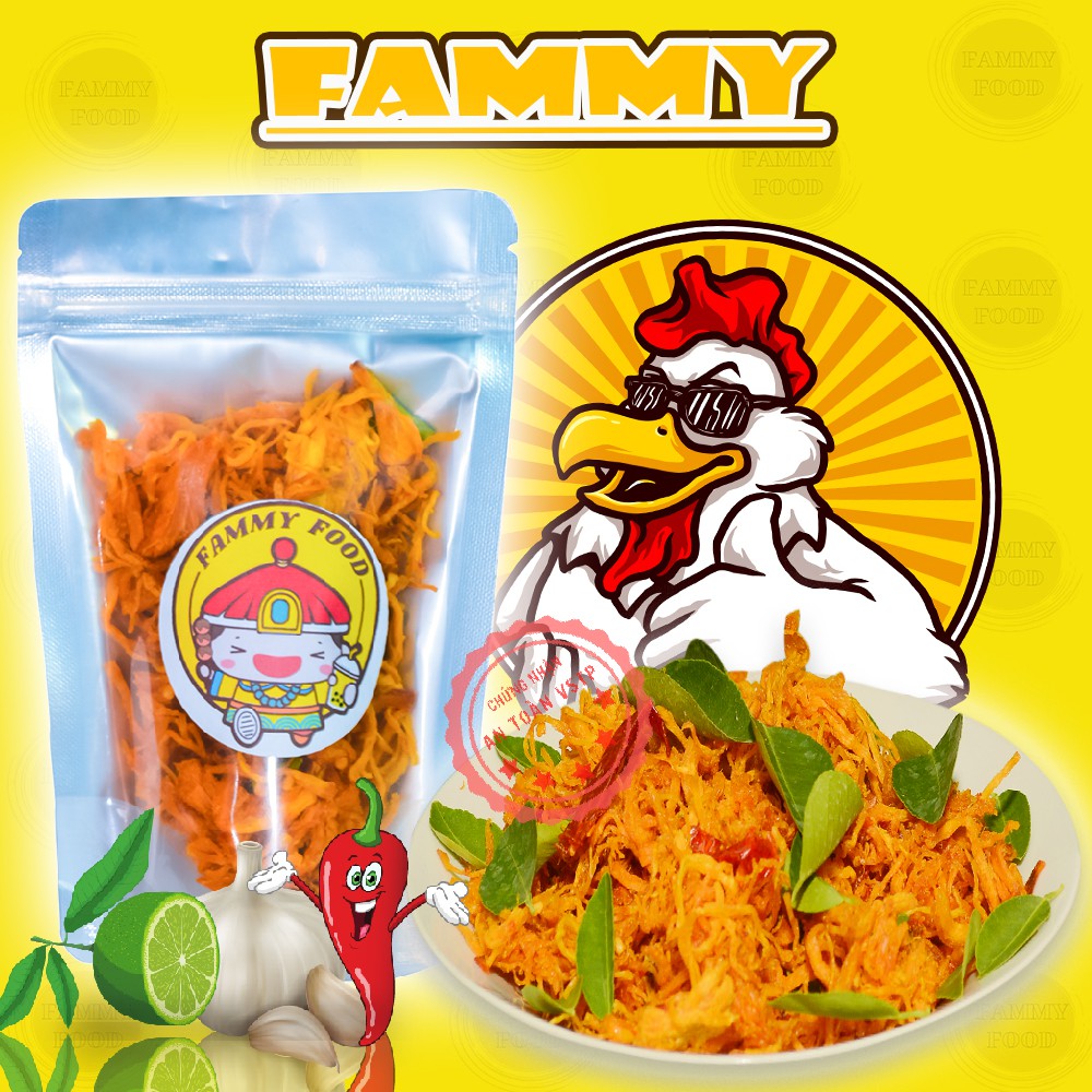 Khô gà lá chanh 50g FAMMY, đồ ăn vặt Đà Lạt vừa rẻ vừa ngon | BigBuy360 - bigbuy360.vn
