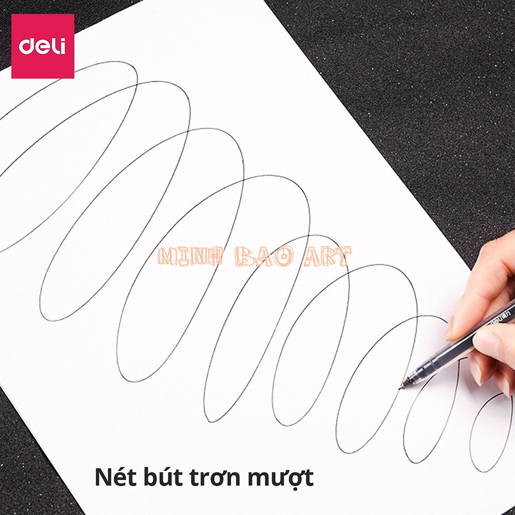 BÚT BI NƯỚC MỰC GEL BẤM NHIỀU MÀU 0.5MM DELI XINH XẮN NHANH KHÔ VIẾT ĐỀU TRƠN TRU LÂU HẾT MỰC CHẤT LƯỢNG CAO EG118