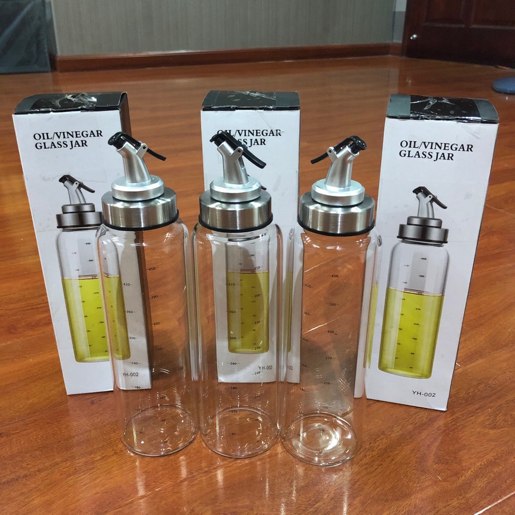 Chai rót dầu ăn chia vạch FREE SHIP Chai đựng gia vị chia vạch bằng thủy tinh JIMMEAL cao cấp