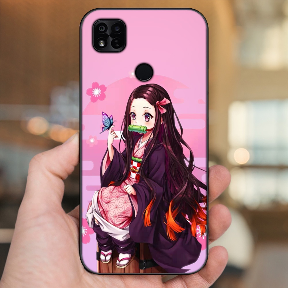 Ốp lưng Xiaomi Redmi 10A viền đen in hình Nezuko Kimetsu no Yaiba