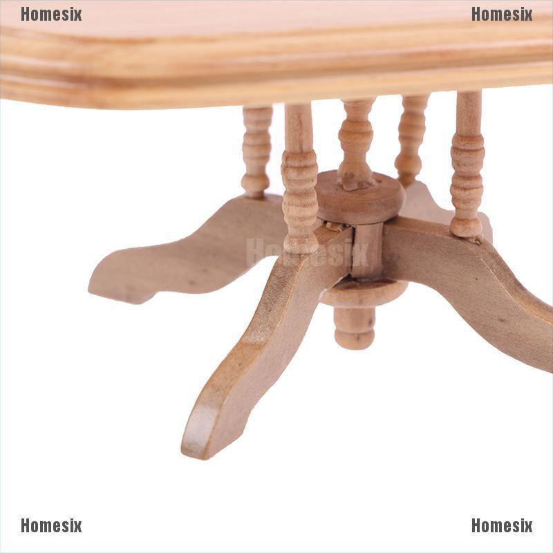 [HoMSI] 1:12 Dollhouse Miniature Furniture Wooden Dining Table Doll House Decoration Toy SUU