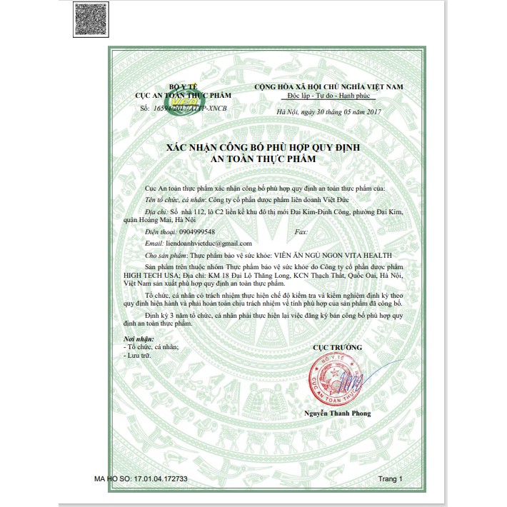 Viên ăn ngủ ngon vita health, hộp 60 viên