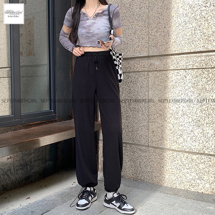 Quần culottes nữ SEPTEMBERGIRL ống suông rộng rút gấu dáng thể thao - JOGGER NAM 064V2