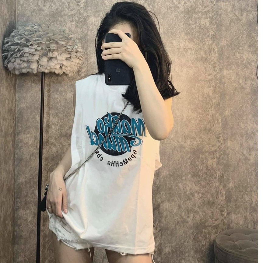 Áo tanktop nữ dáng rộng mát mẻ có lót trong chất liệu cotton dày dặn