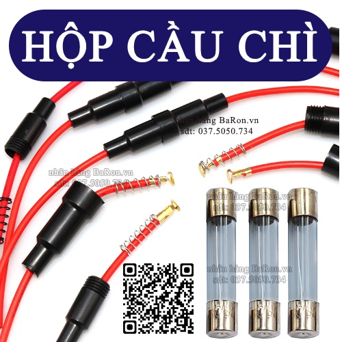 Hộp cầu chì thủy tinh bảo vệ thiết bị điện có dây nối sẵn (nhiều thông số lựa chọn)