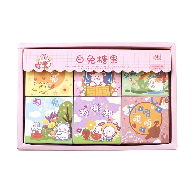 [Mã LIFE2410K giảm 10K đơn 20K] Set 6 hộp 50 pcs stickers dễ thương (có tách lẻ)