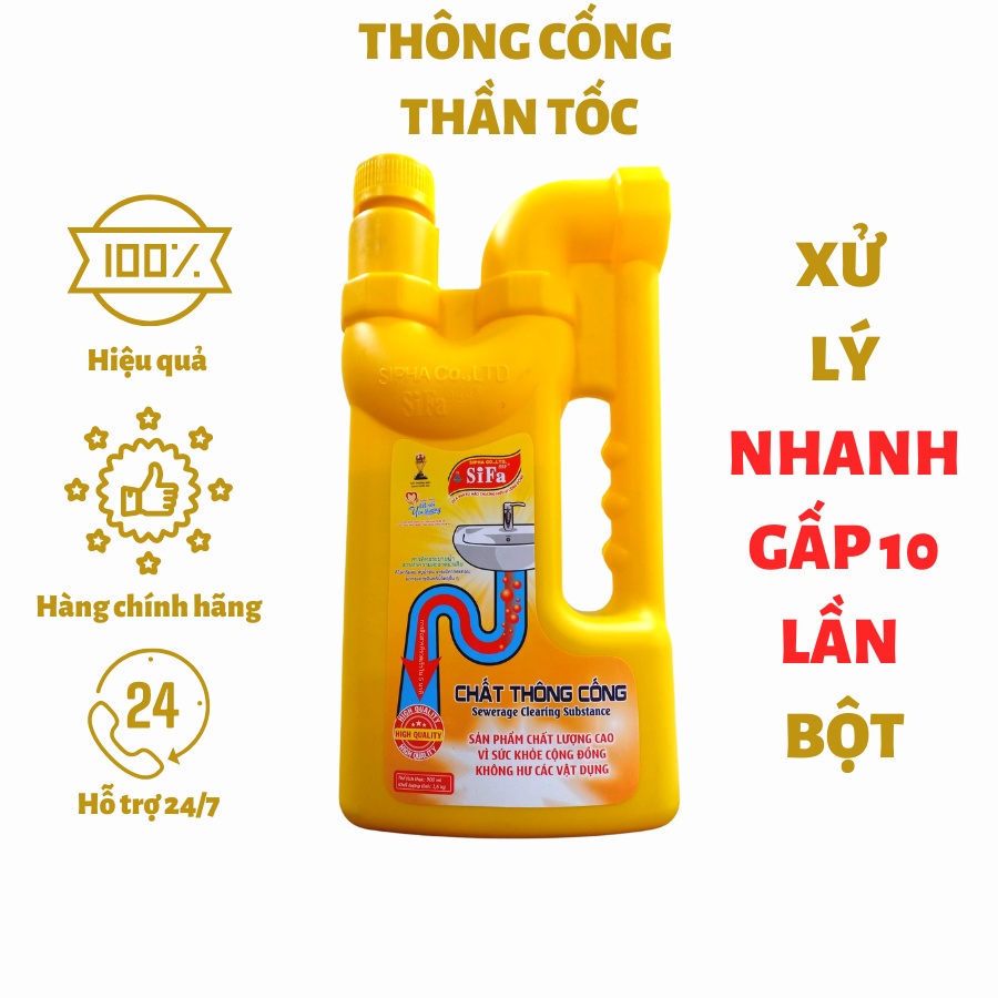 Thông cống cực mạnh (nước)1,6kg xử lý nhanh gấp 10 lần bột thông cống, thông bồn cầu,phân hủy vải, tóc, chất hữu cơ, mỡ.