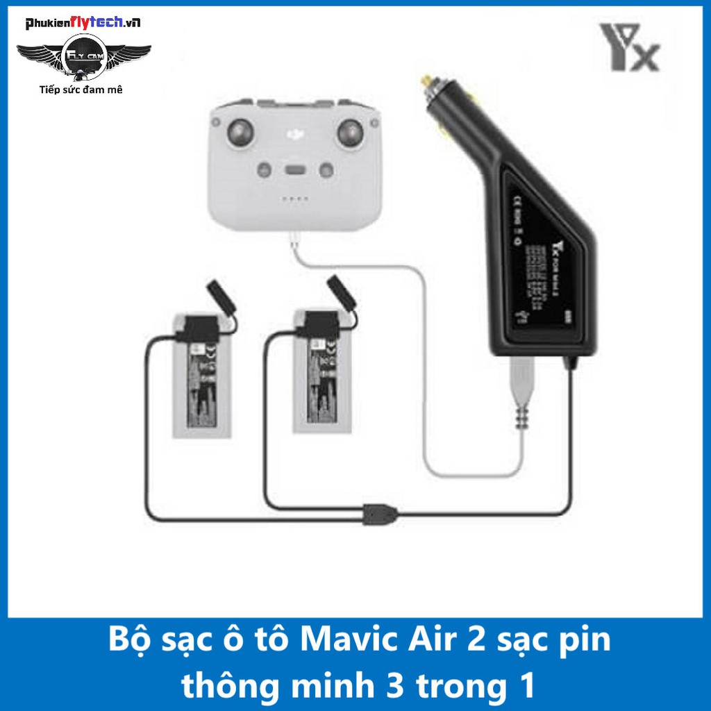 Bộ sạc ô tô Mavic Air 2 sạc pin thông minh 3 trong 1 - YXtech - Chính hãng, đảm bảo an toàn, Pin sạc nhanh, tiện lợi