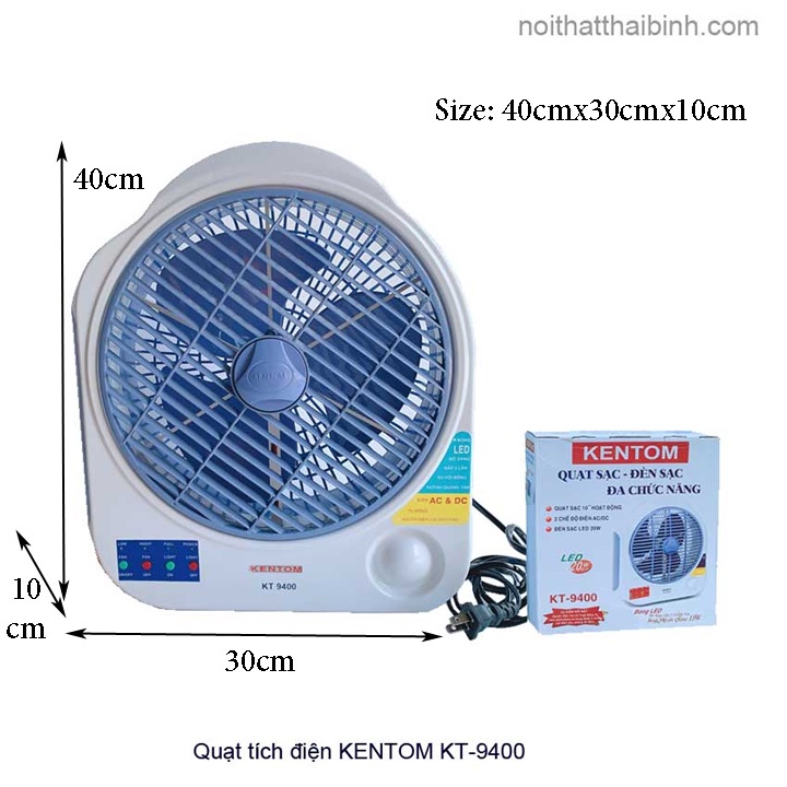 Quạt tích điện , sạc điện Kentom KT-9400