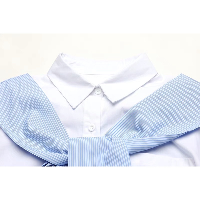 Áo sơ mi trắng thiết kế giả khăn choàng MSHI CLUB